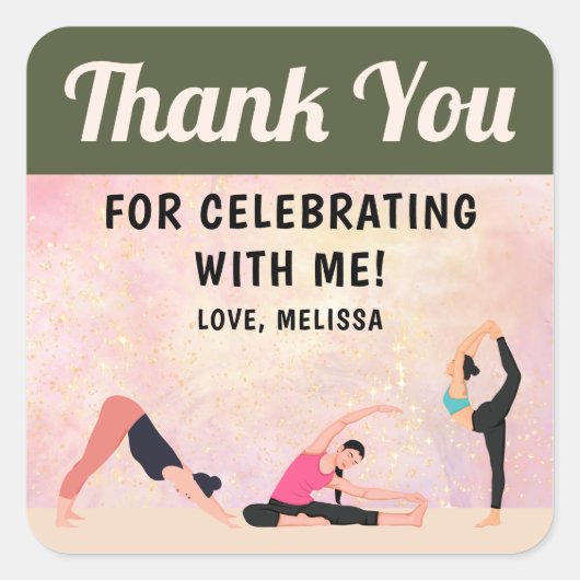 Elegante Yoga Studio Bedankt Sticker (Voorkant)