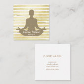 Elegante yoga witte sepia bruin gouden verf gestre vierkante visitekaartje (Voorkant / Achterkant)
