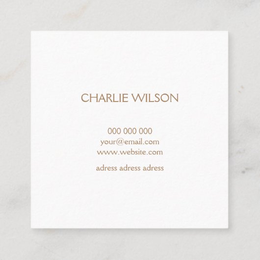 Elegante yoga witte sepia bruin gouden verf gestre vierkante visitekaartje (Achterkant)