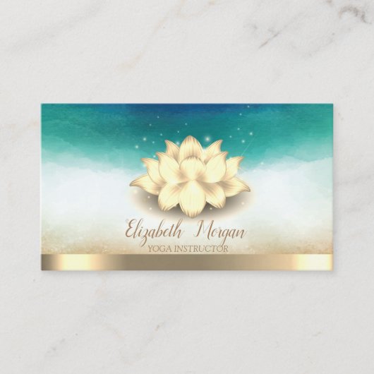 Elegante yogaleraar Gold Lotus Waterverf Visitekaartje (Voorkant)