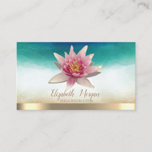 Elegante yogaleraar Waterverf Lotus Visitekaartje (Voorkant)