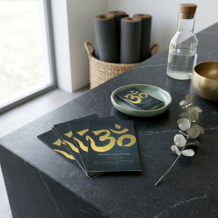 Elegante Yogalerares Studio Goud Folie Om Symbool Visitekaartje