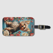Elegante Yorkshire Terrier Portrait Roos Tuin Bagagelabel (Voorkant (horizontaal))