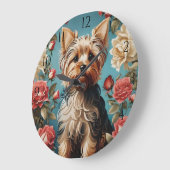 Elegante Yorkshire Terrier Portrait Roos Tuin Grote Klok (Hoek)