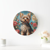 Elegante Yorkshire Terrier Portrait Roos Tuin Grote Klok (Huis)