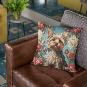 Elegante Yorkshire Terrier Portrait Roos Tuin Kussen