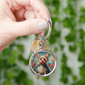 Elegante Yorkshire Terrier Portrait Roos Tuin Sleutelhanger (Hand)