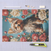Elegante Yorkshire Terrier Portrait Roos Tuin Tissuepapier (Craft)