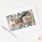 Elegante Yorkshire Terrier Rozentuin Schildering Rechthoekige Sticker (Envelop)
