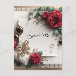 Elegante “You & Me” Gouden Cursieve Platte Wenskaa Briefkaart