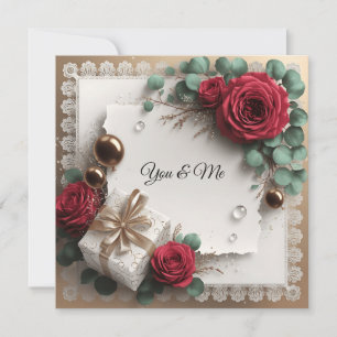 Elegante “You & Me” Gouden Cursieve Platte Wenskaa Kaart