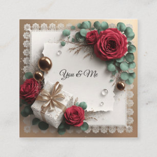 Elegante “You & Me” Gouden Cursieve Platte Wenskaa Vierkante Visitekaartje