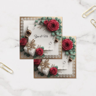 Elegante “You & Me” Gouden Cursieve Platte Wenskaa Vierkante Visitekaartjes