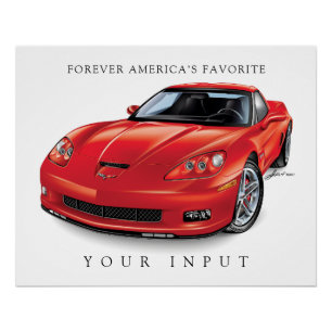 ELEGANTE Z06 RODE TEKENING PERFECT POSTER