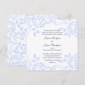 Elegante Zacht Blauw Roos Huwelijksuitnodiging Kaart (Voorkant / Achterkant)