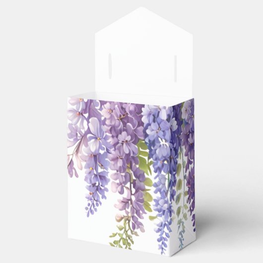 Elegante zacht paarse blauwe waterverf wisteria bedankdoosjes (Geopend)