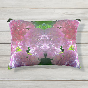 Elegante zacht roze bloemblaadjes roze hortensia's buitenkussen