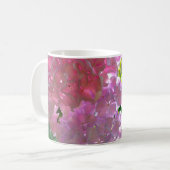 Elegante zacht roze bloemblaadjes roze hortensia's koffiemok (Voorkant links)