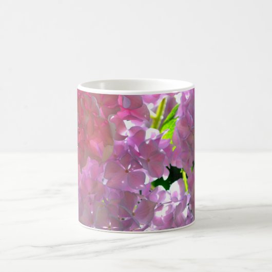 Elegante zacht roze bloemblaadjes roze hortensia's koffiemok (Center)