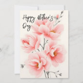 Elegante Zacht Roze Bloesems Moederdag Feestdagenkaart (Voorkant)