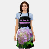 Elegante zacht roze gele bloemhortensia's schort (Gedragen)