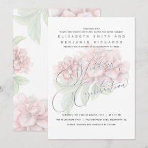 Elegante Zacht Roze Pioenbloem Typografie Huwelijk