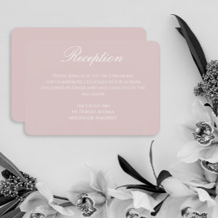 Elegante Zacht Roze Trouwreceptie Kaart