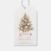 Elegante Zacht Roze Waterverf Vrolijke Kerstboom Cadeaulabel (Voorkant)