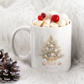 Elegante Zacht Roze Waterverf Vrolijke Kerstboom Koffiemok