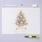 Elegante Zacht Roze Waterverf Vrolijke Kerstboom Tissuepapier (Craft)