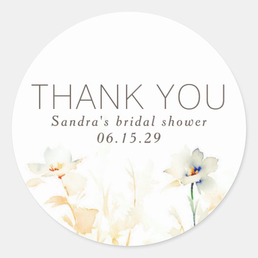 Elegante zachte aardse herfsttinten bloemen dank j ronde sticker (Voorkant)