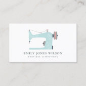 ELEGANTE ZACHTE AQUA BLAUWE ROZE NAAIMACHINE OP MA VISITEKAARTJE (Voorkant)