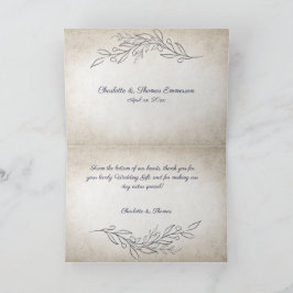 Elegante Zachte Bladeren Script Bruiloft Bedankkaart