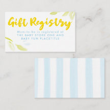 Elegante zachte blauwe en gele cadeau registratie 