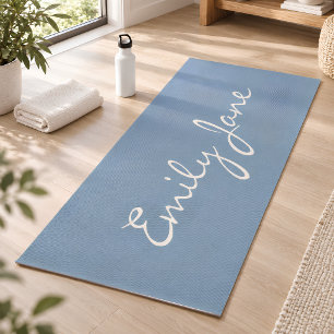 Elegante zachte blauwe handgeschreven script naam yogamat