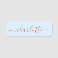 Elegante zachte blauwe oranje script moderne naam 
