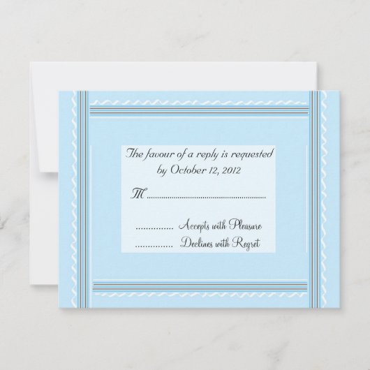 Elegante zachte blauwe trouwreactie RSVP kaartje (Voorkant)