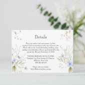 Elegante zachte blauwe Wildflower Meadow detailkaa Informatiekaartje (Staand voorkant)