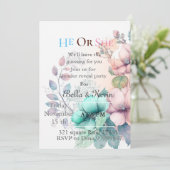 Elegante zachte bloemige geslacht onthulling uitno kaart (Staand voorkant)