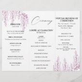 Elegante zachte blos lavendel bloem bruiloftsprogr (Achterkant)