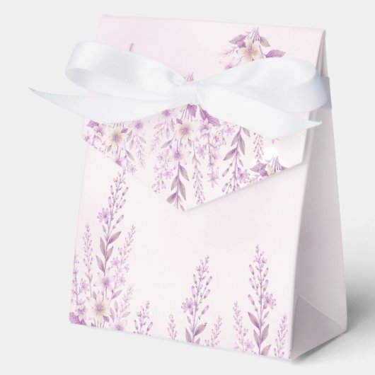 Elegante zachte blos lavendel bloemige bruiloft bedankdoosjes (Voorkant)
