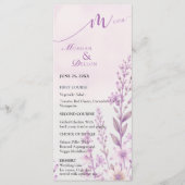 Elegante zachte blos lavendel bloemige bruiloft  menu (Voorkant)