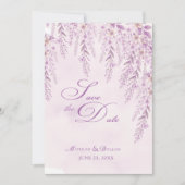 Elegante zachte blos lavendel bloemige bruiloft save the date (Voorkant)
