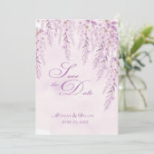 Elegante zachte blos lavendel bloemige bruiloft save the date (Staand voorkant)