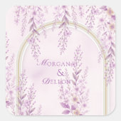 Elegante zachte blos lavendel bruiloft vierkante sticker (Voorkant)