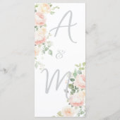 Elegante zachte blosende rozen 4x9'' trouwmenu menu (Achterkant)