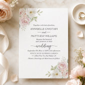 Elegante zachte blosende rozen bruiloft  kaart
