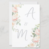 Elegante zachte blosende rozen budget bruiloftsmen (Achterkant)