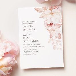 Elegante zachte blosende rozen trouwuitnodiging kaart