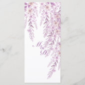 Elegante zachte blosserige lavendel bloemige bruil menu (Achterkant)